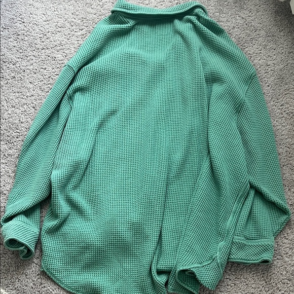 Aerie Green Waffle Knit Cardigan Lumberjane - Picture 3 of 4